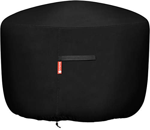 Housse de table ronde en polyester 600D robuste avec revêtement en PVC, 100 % résistante aux intempéries et imperméable, convient pour brasero de 76,2 cm, 83,8 cm, 91,4 cm, 88,9 cm, 86,4 cm, noir,