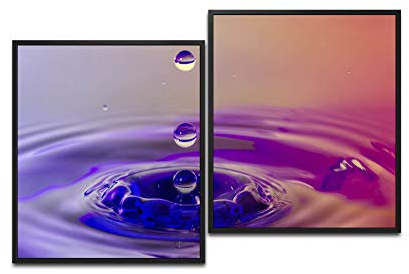 Paul Sinus Art Wasserperlen 130 x 90 cm (2 Bilder ca. 75x65cm) Leinwandbilder fertig im Schattenfugenrahmen SCHWARZ Kunstdruck XXL modern