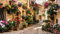 Forwall Fototapete Vlies Tapete Wanddeko Stadt Blumen - Ausblick Stadtpanorama Gasse Italien Moderne Wandtapete Wanddekoration 1339V4 254cm x 184cm Schlafzimmer Wohnzimmer