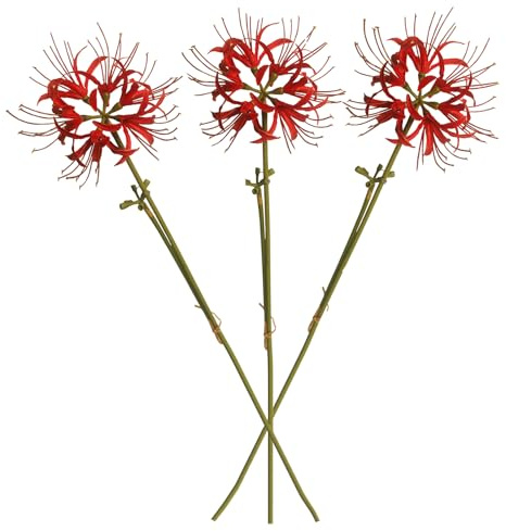 Calcifer 3 steli di gigli di ragno rosso, fiori artificiali, bulbi Lycoris (rosso)