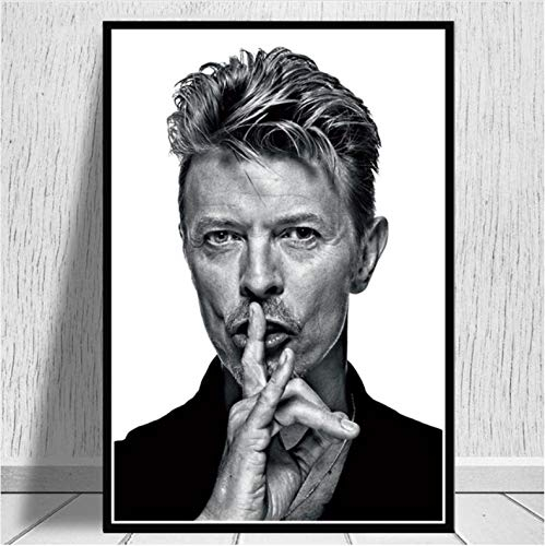 JQQBL Poster David Bowie Schwarz Weiß Musik Band Sänger Star Ölgemälde Poster Wandkunst Bild Drucke Leinwand Wohnzimmer Dekor 50 * 70Cm Rahmenlos