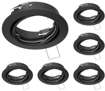 ledscom.de 6 Stück Deckeneinbaurahmen FERE, rund, schwenkbar, schwarz matt