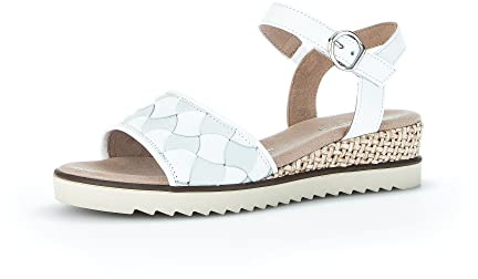 Gabor Damen Keilsandalen, Frauen Sandaletten,Moderate Mehrweite (G),Strandschuhe,Keilsandaletten,Keilabsatz,Bianco/Mint(Grata),38.5 EU / 5.5 UK