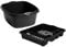 TENLITE SET OF 2 Large Rectangular Washing Up Bowl with large Dish Drainer For Kitchen Utensils - (Midnight Greyish, Rectangular Bowl, Large Dish Drainer)