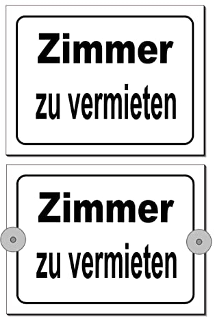 Zimmer zu vermieten-Schild-Aluminium Verbund-200 x 150 x 3 mm-Warnschild-Hinweisschild-Türschild (1298 = 20 x 15 cm mit 2 Haftsauger)