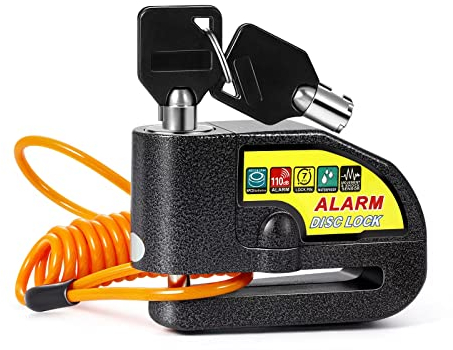 Bloccadisco Moto, Antifurto Moto Lucchetto Moto con Allarme 110DB, Gbivbe Blocca disco per Moto Bici Motorino Scooter Moped Vespa Accessori con 1.5m Reminder Cavetto