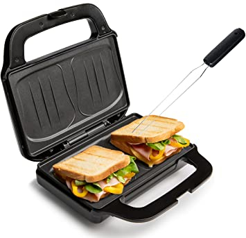 Großer Sandwichmaker 2er Toaster mit Muschelplatte 27x16cm 900Watt