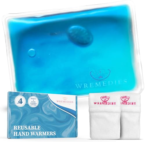 Wremedies for Easier Living Reusable Hand Warmers Gel Click & Heat for Cold Hands Pack of 4 Heat Pads for Pocket Instant Warmth Arthritis Aid No Electric Required