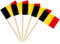 AhfuLife 100 Stück Belgien Zahnstocher Flaggen, Belgische Deko Fahne Klein Mini Zahnstocher für 2024 EM Euro Eurovision Song Contest Olympische Cupcake Topper Toothpick Cocktail Partydeko Pub Deko