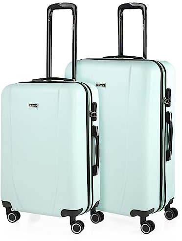ITACA - Set valigie - Set Valigie Rigide Offerte. Valigia Grande Rigida, Valigia Media Rigida e Bagaglio a Mano. Set di Valigie con Lucchetto Combinazione TSA, Verde menta