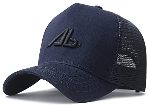 ISWMM Großer Kopfhut Sport Mesh Atmungsaktiv XXL Stickerei Oversize Baseball Cap Big Head Hat Plus 23.6-25.5 (60-65cm), marineblau
