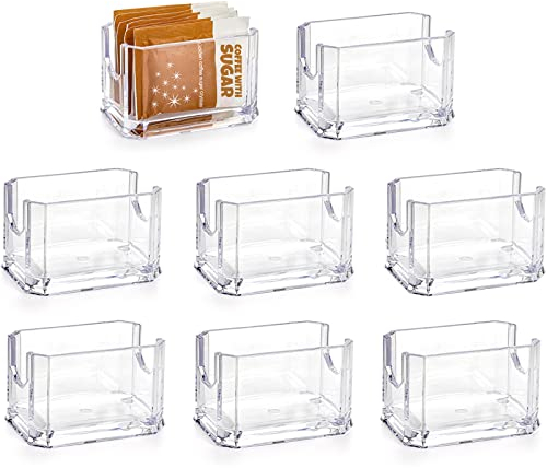 Dicunoy Set of 8 Sugar Packet Holder, Acrylic Clear Sugar Sachets Caddy for Coffee Bar, Classic Sugar Bag Sweetener Packets Storage Container for Table, Restaurant, Hotel, Tea Bag Organizer
