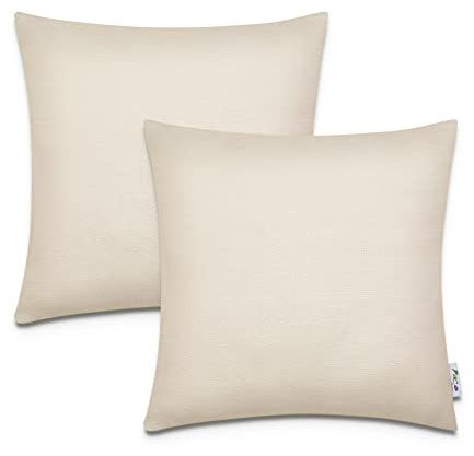 Paco Home 2er Set Kissenbezug 45x45 Dekokissen Kopfkissen Kissenhülle Wetterfest Mehrfarbig Zierkissenbezug Outdoor, Farbe:Creme, Sets:2pcs-Set