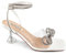 Zzheels Sandalen mit doppelter Schleife, Kristall, klare Slingback-Absatz, quadratische Zehenpartie, Schuhe für Party, Hochzeit, 7,9 cm, Weiß, 38.5 EU
