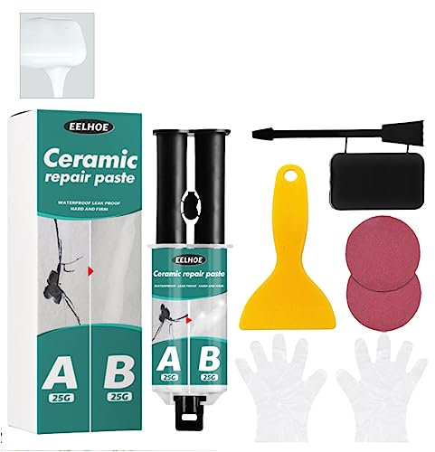 Stronrive Adhésif en Pâte pour Carrelage, Réparation Carrelage, Adhésif Acrylique, Réparation Toilettes, Adhésif Céramique pour Évier, Et Comptoir, Réfection Baignoire
