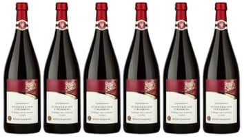 WZG Ochsenbacher Stromberg Trollinger mit Lemberger Rotwein 6 x 1,0l | Trockener Württemberger Qualitätswein, klassische Cuvée aus Deutschland, kirschrot mit Beerenaromen, ideal zu Maultaschen