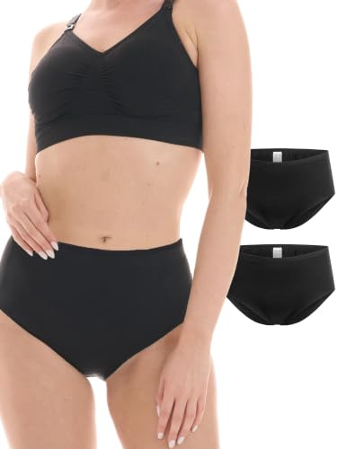 Herzmutter Wochenbett Unterwäsche Baumwolle 2X OekoTex Postpartum Slip 5920 | Saugfähiger Perioden Slip Bauchschmeichler Geburt-Kaiserschnitt 2er-Set