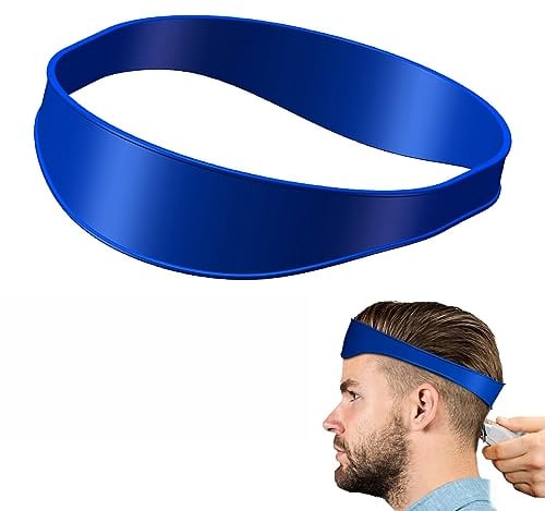 Hair Trimming Guide, Neckline Shaving Template Home Hair Cutting Tool Flexible Curved Haircut Band, DIY Haircut Styling Assistant Softness Elasticity Split Ends Trimmer for Man (Blue)