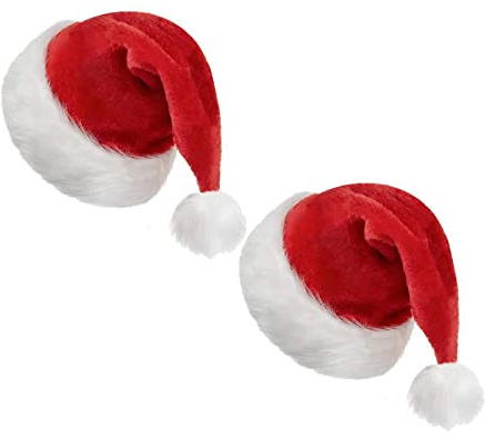 AIHANCH Plüsch Weihnachtsmütze, Unisex-Weihnachtsmütze, Dicker Samt Weihnachtsmütze Erwachsene, Weihnachtskostüm, Klassischer Hut mit Plüschkrempe für Weihnachten, Neujahr,Feiertage,Partyzubehör