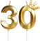 Geburtstagskerzen Zahlen mit Krone 30, 5cm 3D Gold Geburtstagskerzen, Geburtstag Kerzen,Kerzen Geburtstag,Tortenaufsätze Kuchen Topper Dekoration Hochzeit Geburtstag Jubiläum Feier Lieferungen(30）