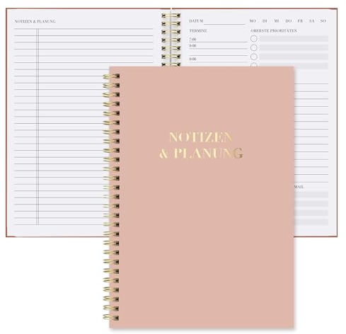 BIROYAL Tagesplaner Undatiert A5 - Spiralbound Daily Planner - To Do Planer mit Terminplan, Notizen & Planung - 7 Uhr bis 22 Uhr mit 30-Minuten-Intervallen - To Do Listen Buch - Terminplaner Für Büro