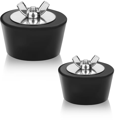 2pcs Winter Pool Plugs 1.5in & 2in, Winterizing Pool Stopper Pool Skimmer Plug with Stainless Steel Bolt Cold Resistant Rubber Pool Drain Pipe Plug Return Plug Compatible with Intex Pool