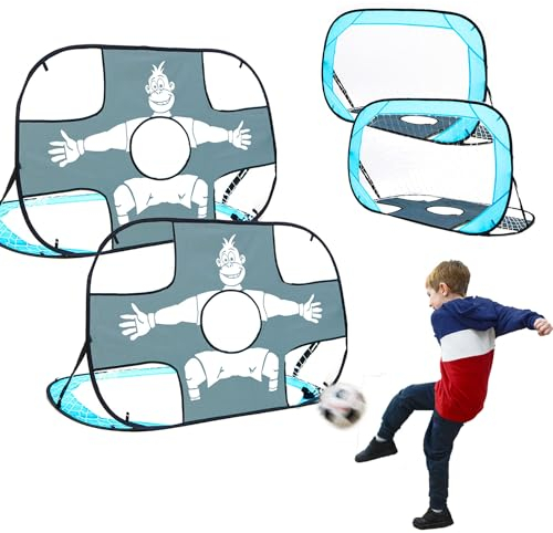 LittleTom 2er Set Fussballtor mit Torwand für Kinder - 125x80 Pop-Up Fußballtor Faltbar - Garten Fussball Tor Pop Up Tor für Kinderzimmer - Handball Tor mit Torwand Netz Eishockey Tor Streethockey Tor