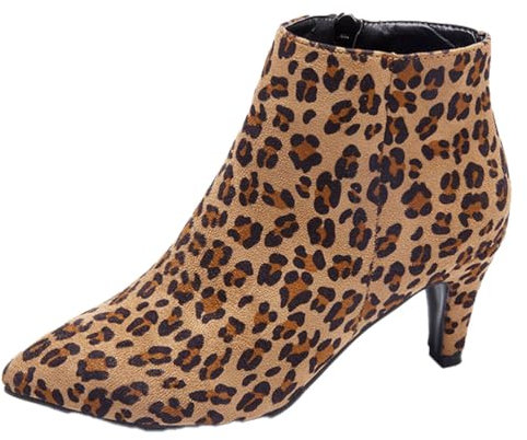 ticticlily Fashion Stivali Corti Stivaletti A Punta Scarpe da Donna Con Tacco Alto Leopardo 36 EU