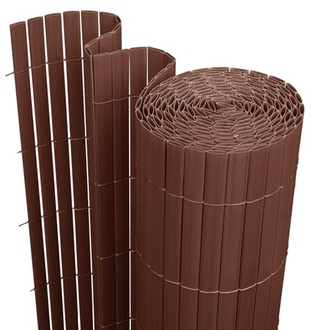 Cecaylie Canisse en PVC,Marron Brise vue balcon Renfort en 3 poids, anti-moisissure et facile d'entretien - Renforcé - Forte intimité pour jardin, balcon, terrasse(140 * 700cm)