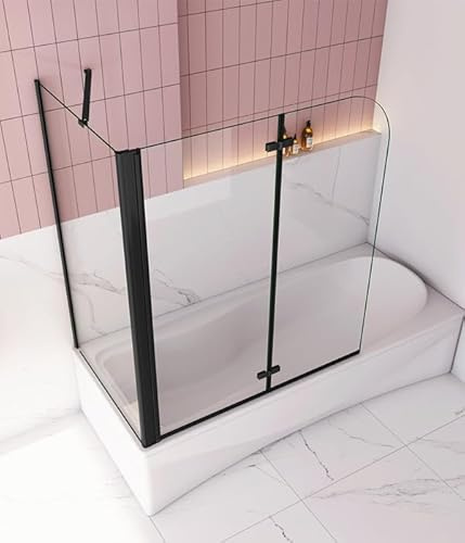 Aica Sanitär Badewannenaufsatz Duschabtrennung Duschwand Dusche für Badewanne,2-tlg,Faltwand,90x75cm