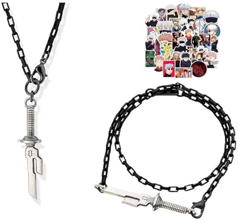 JinYu Anime Aufkleber & Toji Fushiguro Halskette Anime Jujutsu Cosplay Kaisen Legierung Toji Armband Anhänger für Herren, Metall, Kein edelstein