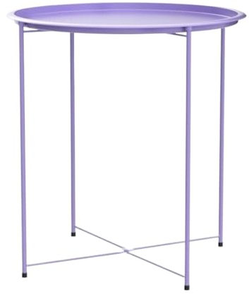 ASHSDI Klapptisch Camping, Klappbarer Beistelltisch Aus Metall, Runder Tisch, Klappbarer Tisch Für Heimcamping Kleiner Balkontisch (Color : Purple, Size : 18.5 * 19.5in)