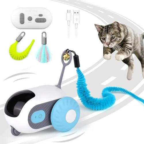NEOVSUNY Jouet Interactif pour Chat Motorisé avec Télécommande, Tail 2.0-2024, Balle Intelligente avec 2 Modes, Rechargeable par USB