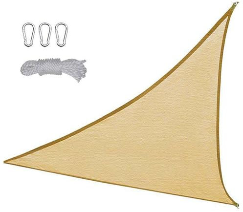 Sonnensegel, 3x3x3m Dreiecks-Gartensegel, Segel für Garten Schatten, Sonnenschutzsegel für Garten Party Hinterhof Rasen mit kostenlosen Seilen, Beige (Size : 3X3X3m)