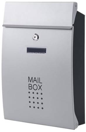 Briefkasten Postkasten Wandmontierter Briefkasten Mit Schloss, Briefkasten, Briefkasten Für Die Dekoration Zu Hause Oder In Der Schule Briefkasten Für Draußen(Silver)