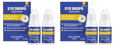 Healthcare by Amazon Augentropfen mit Natriumhyaluronat 0,2% und destilliertem Blütenwasser, 15 ml (4er Pack) (Früher eine Marke von Amazon Basic Care, identisches Produkt)