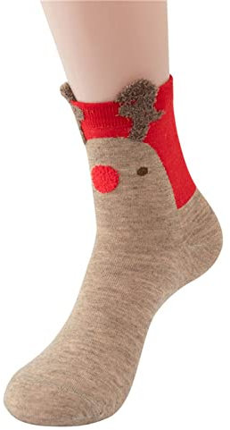 Genérico Calcetines Deportivos Hombre Medias Rejilla Mujer Caliente navideña a de viento animales lindos impresión calcetines de tubo medio algodón de tubo Calcetines Mujer (Khaki, One Size)