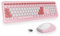 SbocKeeb Tastatur und Maus Kabellos, Retro Bunt Tastatur Funktastatur mit Stille Mouse Amerikanisch QWERTY, Cute Wireless Schreibmaschine Tastaturin in Voller Größe USB 2.4GHz für PC 666pro-Pink