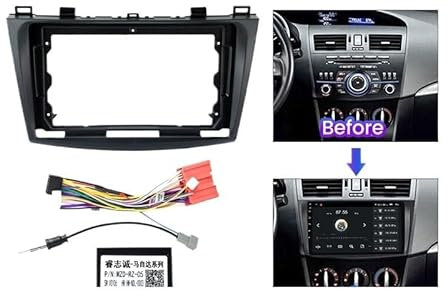 Car Front Side Air Outlet Vent Frame Trim Compatib MEKEDE 9 Inch Car Radio Fascia Dashboard Plane Frame/Fit For Mazda 3 2010-2012 DVD Dash Audio Interior Panel Installation Bezel