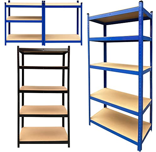 Greenhouse Shelving - 150cm x 70cm x 30cm - Boltless Heavy Duty Metal Shelving Unit for Storage, 5 Tier - 750KG Capacity, for Workshop, Shed, Office, Blue