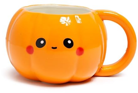 Puckator Pumpkin Foodiemals Ceramic Shaped Mug - Funny Home Accessories - Cute Gifts for Girlfriend - Large Mugs for Men Women Hot Drinks - Cute Cups Presents - Secret Santa Gift - Cup Set
