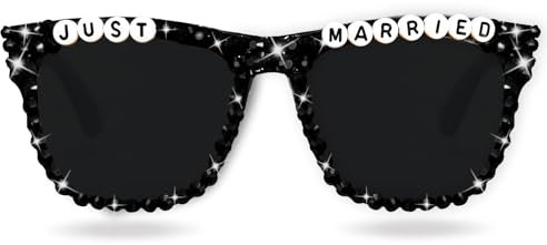 Topfunyy Sonnenbrille für den Bräutigam und die Junggesellenparty, schwarz, „Just Married“, Hochzeitsbrille für Männer, Partyzubehör für die Hochzeit