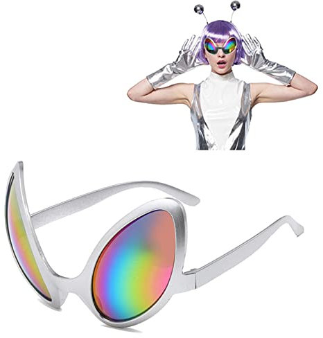 Generisch Alien Brille, Space Brille, Brille Alien, Brille Astronaut, Alien-Kostümbrille, Alien-Sonnenbrille Mit Regenbogenfarben, Neuartige Alien-Sonnenbrille Für Halloween-Cosplay-Themenparty