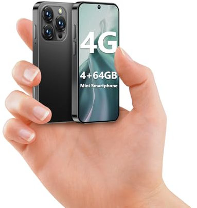 Mini Smartphone 4G, teléfono Mini Desbloqueado de 4+64 GB con Pantalla HD de 3,88 Pulgadas, batería de 2000 mAh, cámara de 5 MP, Doble SIM, diseño ultradelgado para teléfono Infantil (Negro, 4, GB)