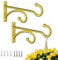 2 Pcs 15cm (6 Inches) Planter Hooks for Hanging Plants - Plant Hanger Hook Indoor Outdoor, Plant Wall Hooks, Brackets for Hanging Plants, Baskets, Wind Chime, Bird Feeder, Bird House (Gold, Metal)
