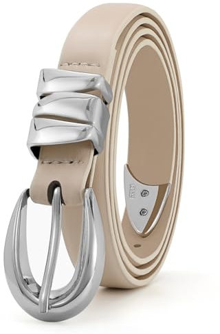 XZQTIVE Damen Leder Gürtel für Jeans Hosen Kleider, Mode Damen Schwarz Gürtel mit Gold Silber Schnalle