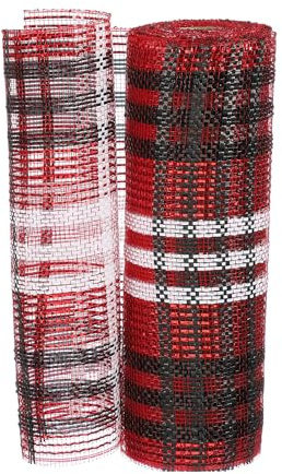 PATIKIL Decorative Mesh Ribbon, 10 Inch x 10 Yard Mesh Ribbon Roll Foil Metallic for Christmas Tree Wreath Decoration, Red/White/Black