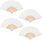 CavspkArt 4 Pcs Paper Hand Fan,Bamboo DIY Hand Fans Folding,Handmade Handheld Fans for Kids,Paper folding Fan Handheld for Wedding Party Favours,Home Decorations,Photo Props (White)