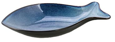 Plato ovalado de cerámica de estilo japonés para el hogar, diseño retro, con forma de pez, color azul estrellado