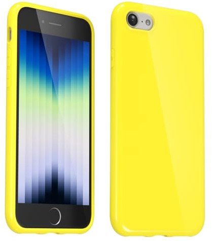 Svanove Coque en silicone pour iPhone SE 2022/7/8 - En gel de caoutchouc souple brillant - Jolie coque de protection en plastique simple uni pour femme et fille - Fine et flexible - TPU - Jaune